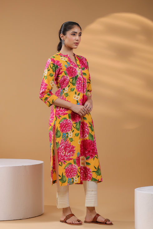 Women Floral Printed Handloom Kurta